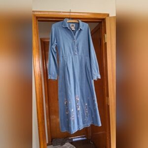 Northern Reflections Denim-Style Long Sleeve Maxi Dress - Blue